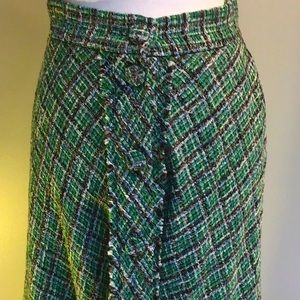ZARA NWT GREEN PLAID BUTTON UP SKIRT SIZE XS